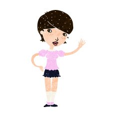 Cartoon Girl Waving N32