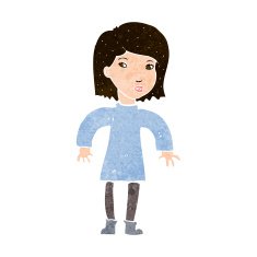 cartoon cautious woman N10