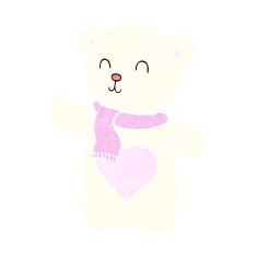 cartoon white teddy bear with love heart N8