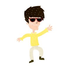 cartoon waving cool guy N8