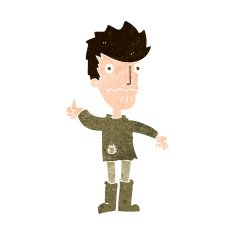 cartoon worried man giving thumbs up symbol N9