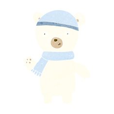 cartoon waving polar bear N44