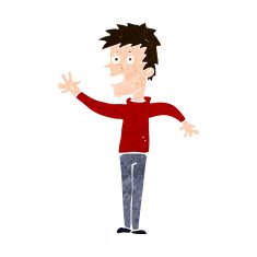 cartoon happy boy waving N20