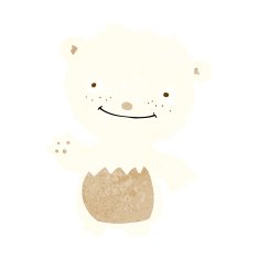 cartoon waving polar bear cub N34