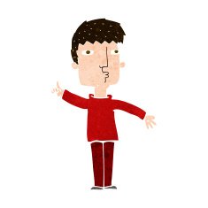 cartoon man raising point N9