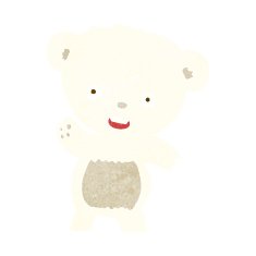cartoon waving polar bear N45
