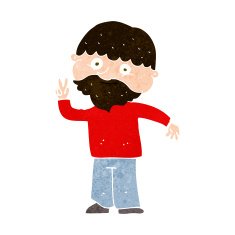 Cartoon Man Giving Peace Sign N58