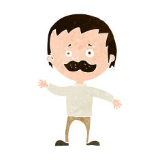 cartoon man with mustache waving N29