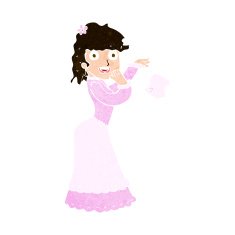 cartoon victorian woman dropping handkerchief N9