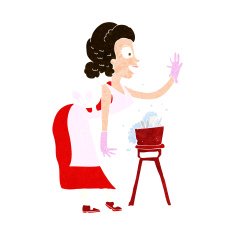 cartoon housewife washing up N10