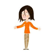 cartoon woman shrugging shoulders N468