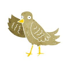 cartoon waving bird N19