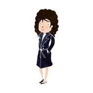 cartoon woman in trench coat N26