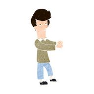 cartoon bored man showing the way N10