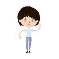 cartoon waving woman N135