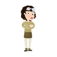 cartoon woman with crossed arms and safety goggles N9