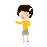 cartoon waving woman N137