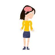 cartoon clever woman shrugging shoulders N9