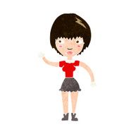 cartoon waving woman N138