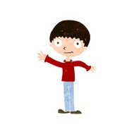 cartoon happy waving boy N19