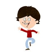 cartoon happy waving boy N20