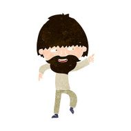 cartoon bearded man pointing and laughing N10