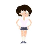 cartoon surprised woman with hands on hips N10