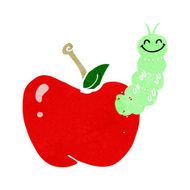 cartoon bug eating apple N18