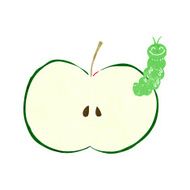 cartoon bug eating apple N19