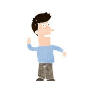 cartoon man making peace sign N10