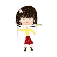 cartoon woman with knife and harpoon N10