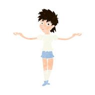 cartoon woman shrugging shoulders N474
