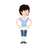 cartoon tough woman with hands on hips N10
