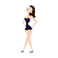 cartoon woman in party dress N9
