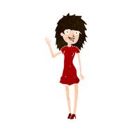 cartoon happy woman waving N10