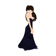 cartoon pretty woman in dress N50