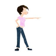 cartoon woman pointing N214