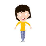 cartoon woman shrugging shoulders N475
