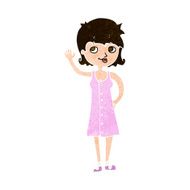 cartoon pretty woman waving N87