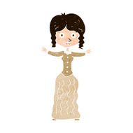 cartoon worried victorian woman N10