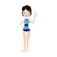 cartoon woman in striped swimsuit N10