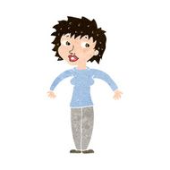 cartoon woman shrugging shoulders N478