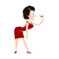 cartoon woman with drink N10