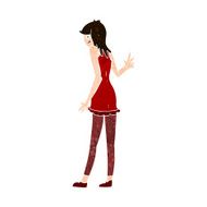 Cartoon Woman Waving N340