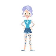 cartoon woman with heavy tattoos N10