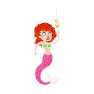 cartoon mermaid and fish hook N11