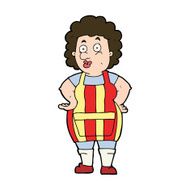 cartoon woman in kitchen apron N10