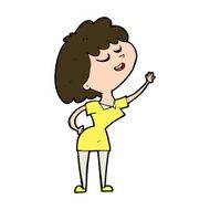 cartoon happy woman about to speak N10