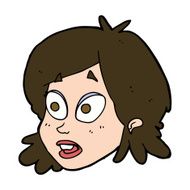 cartoon female face with surprised expression N15