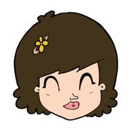 cartoon happy female face N180